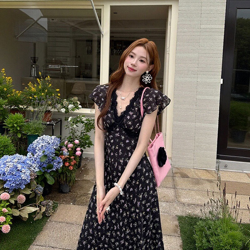 花柄 フレアスリーブ ワンピース — Reina Tokyo