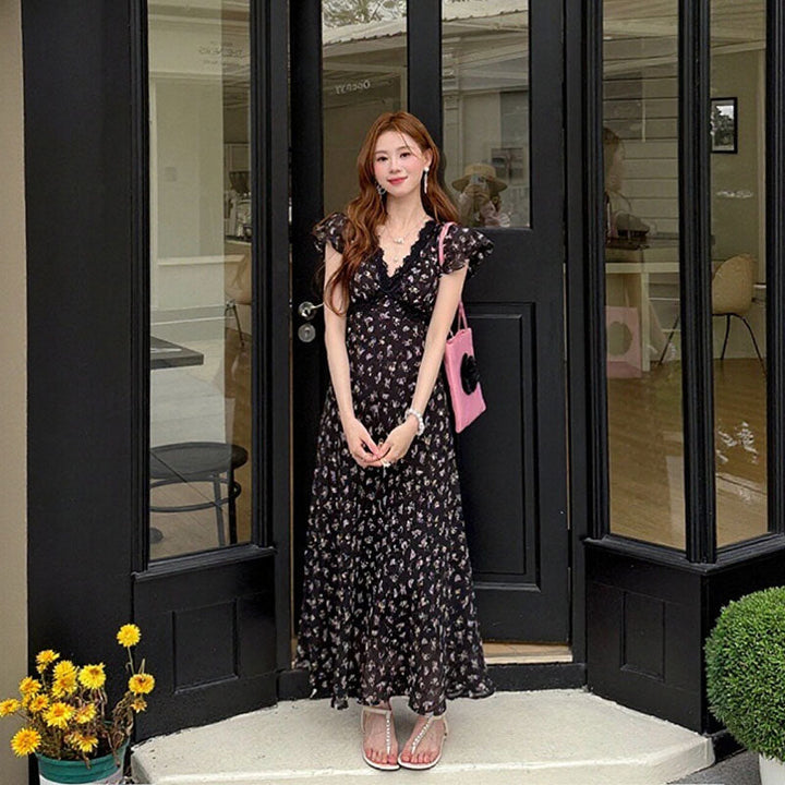 花柄 フレアスリーブ ワンピース — Reina Tokyo