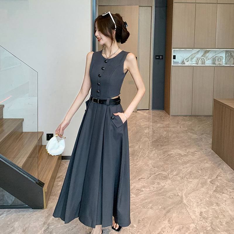 ノースリーブワンピース ベルト付き ワンピース — Reina Tokyo