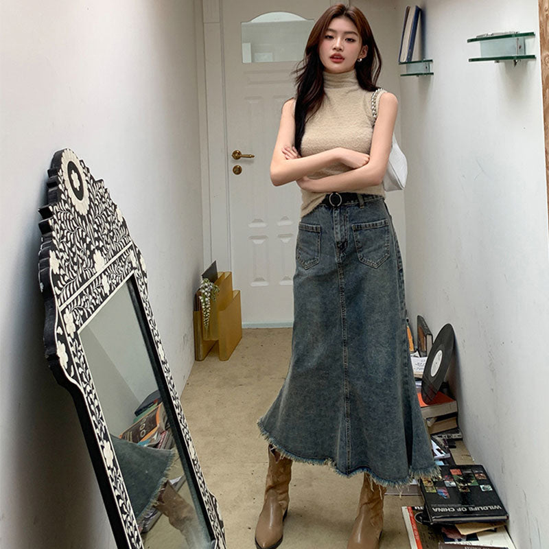 マキシ丈 裾フリンジ ボトムス — Reina Tokyo