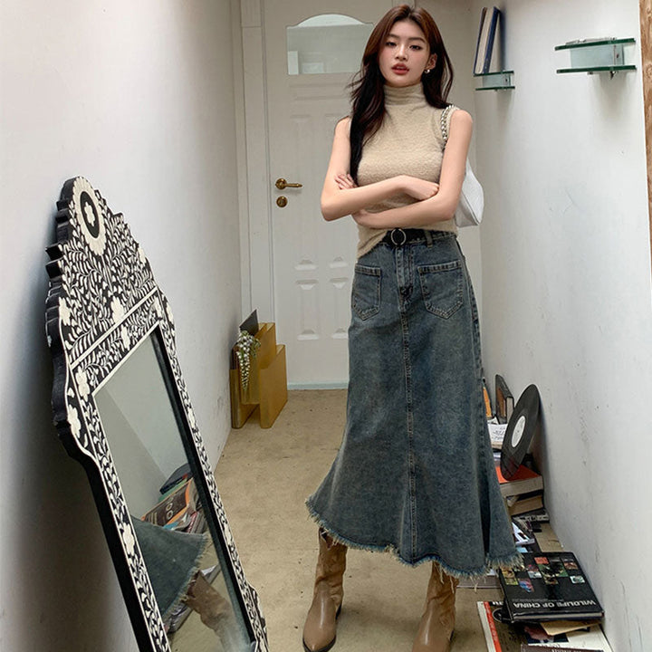 マキシ丈 裾フリンジ ボトムス — Reina Tokyo