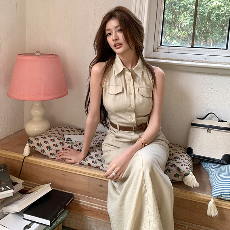 ノースリーブ シャツワンピース ワンピース — Reina Tokyo