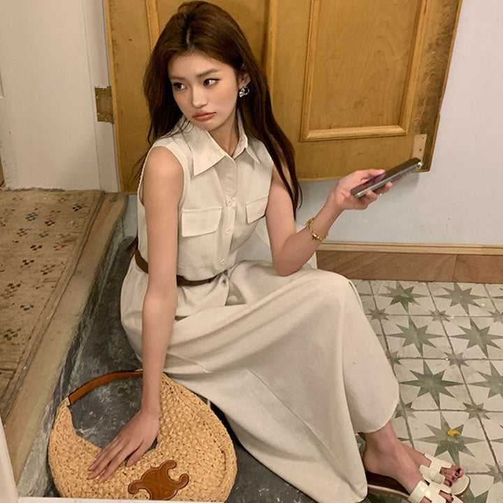 ノースリーブシャツワンピース レディースベルト付ききれいめ ワンピース — Reina Tokyo