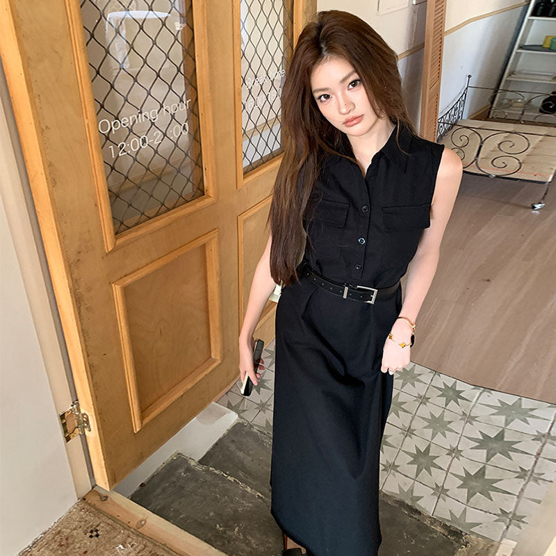 ノースリーブシャツワンピース レディースベルト付ききれいめ ワンピース — Reina Tokyo