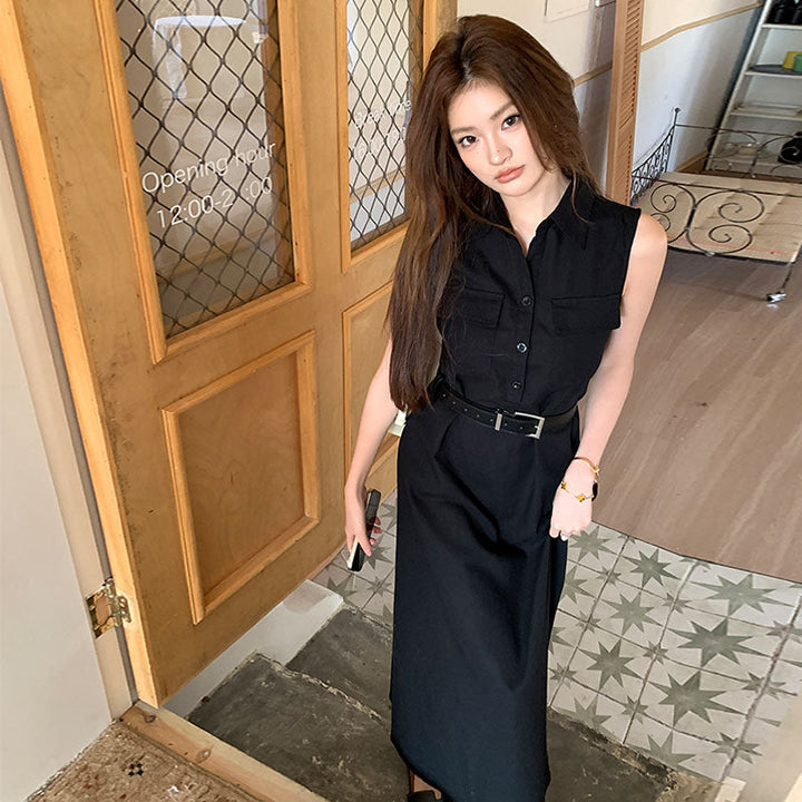 ノースリーブシャツワンピース レディースベルト付ききれいめ ワンピース — Reina Tokyo