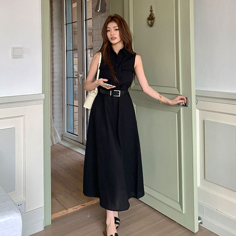 ノースリーブシャツワンピース レディースベルト付ききれいめ ワンピース — Reina Tokyo
