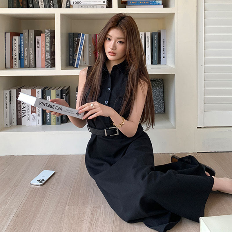 ノースリーブシャツワンピース レディースベルト付ききれいめ ワンピース — Reina Tokyo