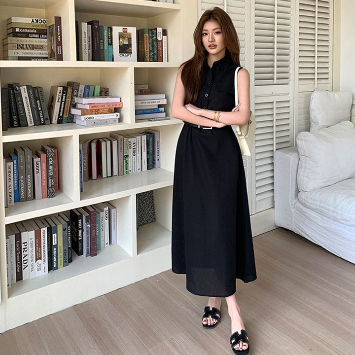 ノースリーブシャツワンピース レディースベルト付ききれいめ ワンピース — Reina Tokyo