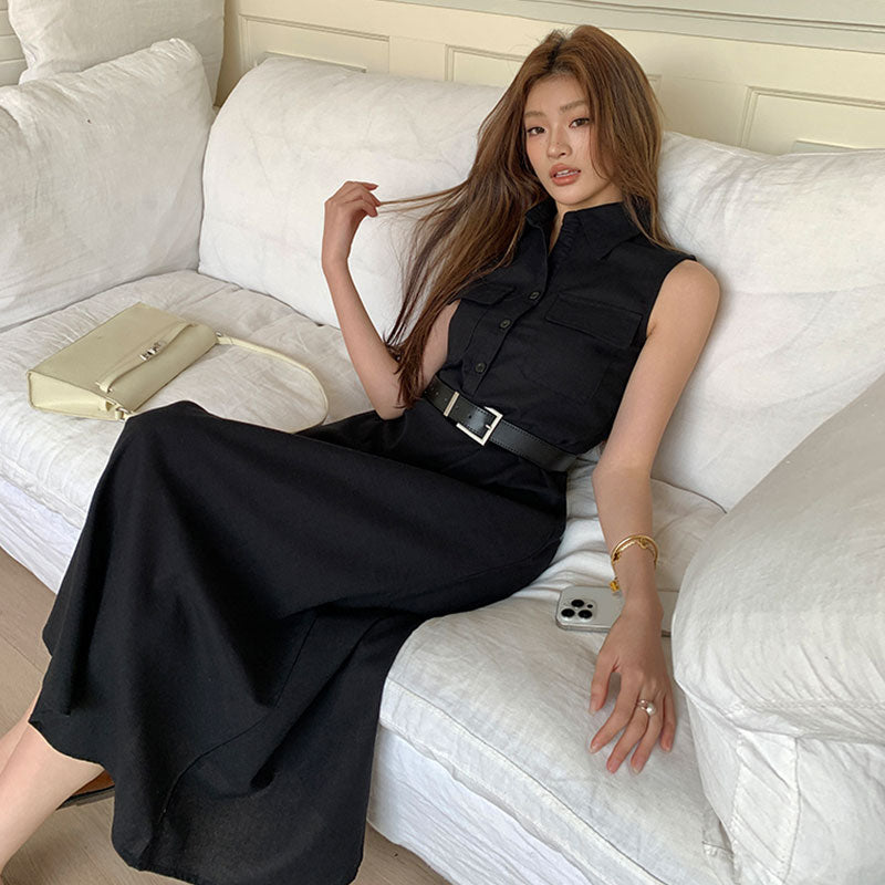 ノースリーブシャツワンピース レディースベルト付ききれいめ ワンピース — Reina Tokyo