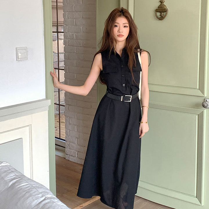 ノースリーブシャツワンピース レディースベルト付ききれいめ ワンピース — Reina Tokyo