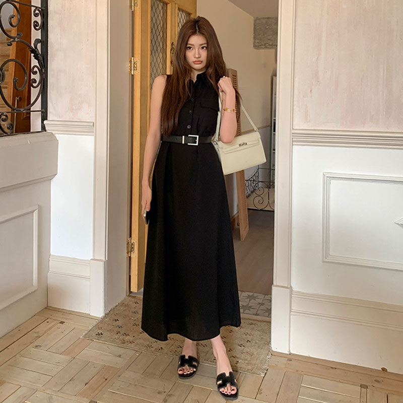 ノースリーブシャツワンピース レディースベルト付ききれいめ ワンピース — Reina Tokyo