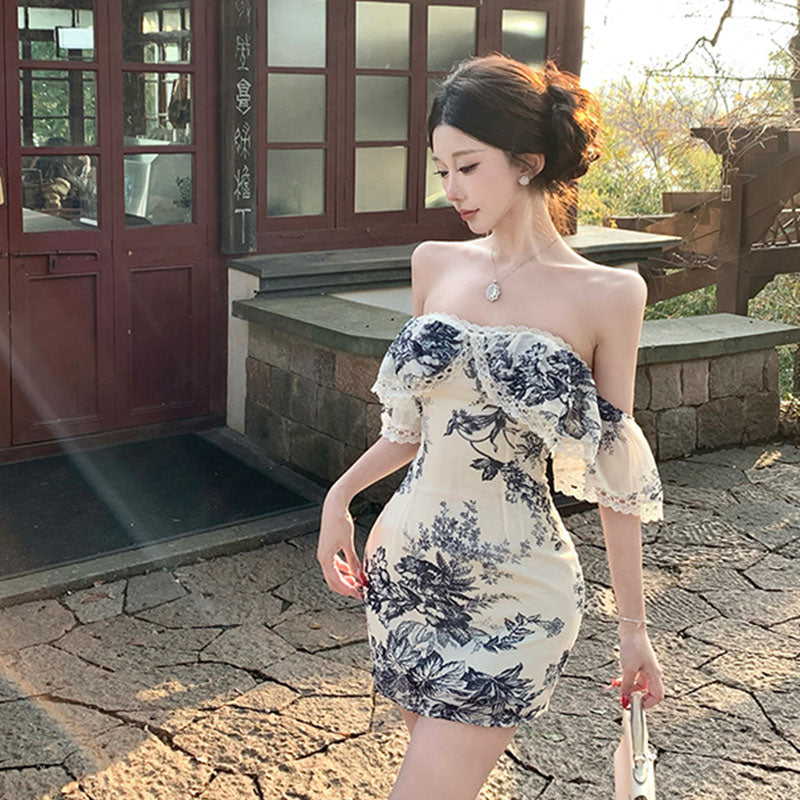 オフショルダー 花柄ミニワンピース ワンピース — Reina Tokyo