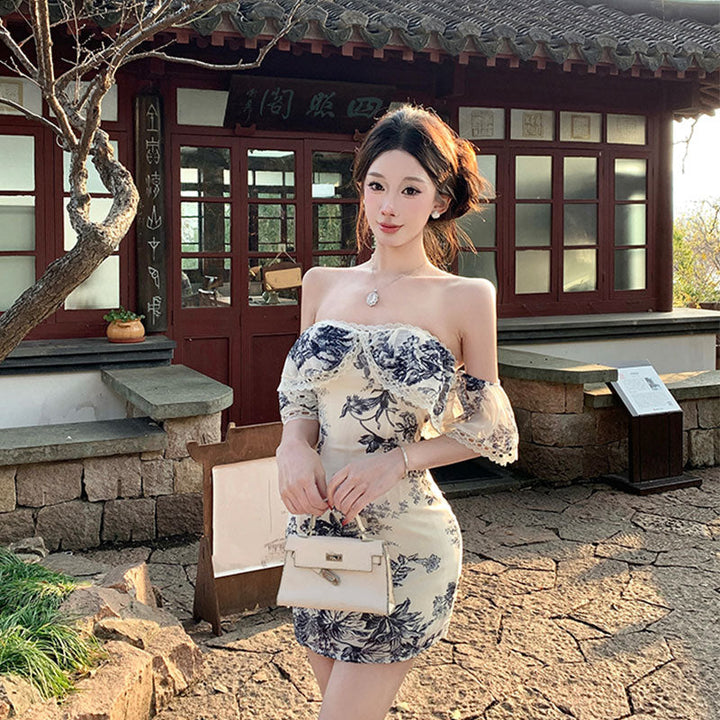 オフショルダー 花柄ミニワンピース ワンピース — Reina Tokyo