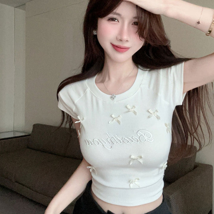半袖Tシャツ リボン装飾 トップス — Reina Tokyo