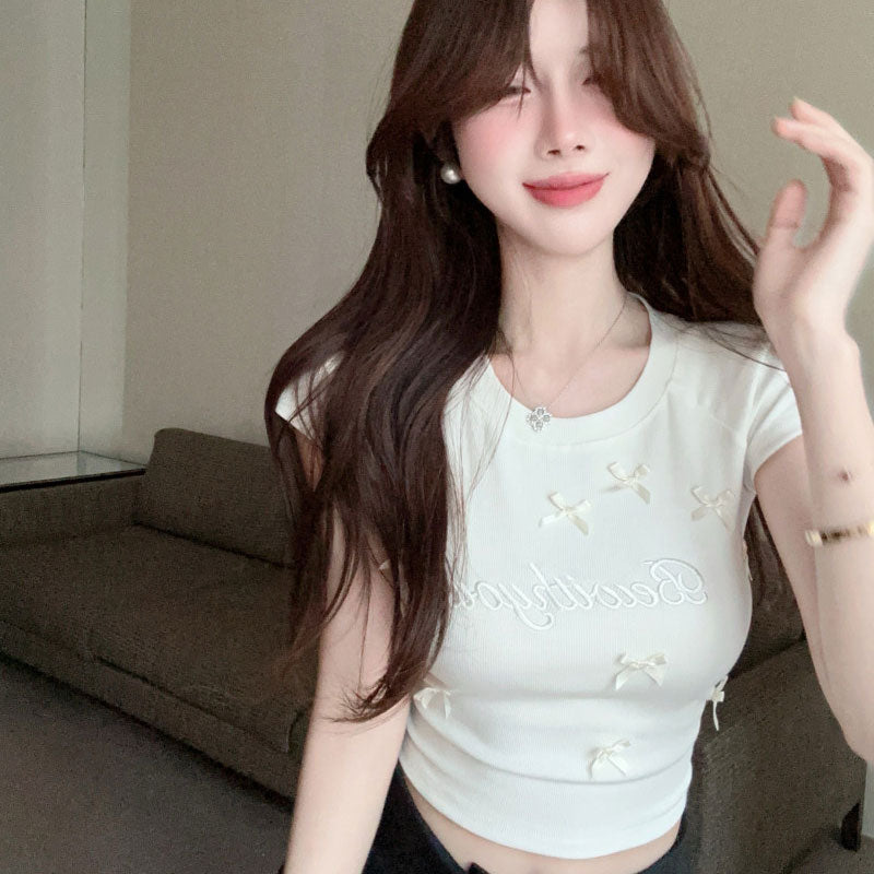半袖Tシャツ リボン装飾 トップス — Reina Tokyo