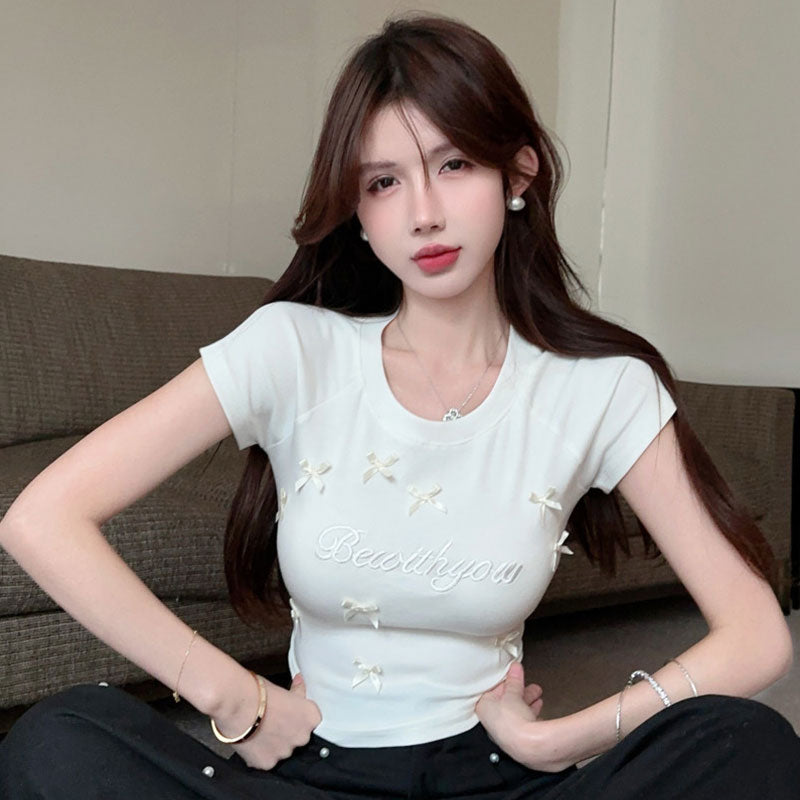 半袖Tシャツ リボン装飾 トップス — Reina Tokyo