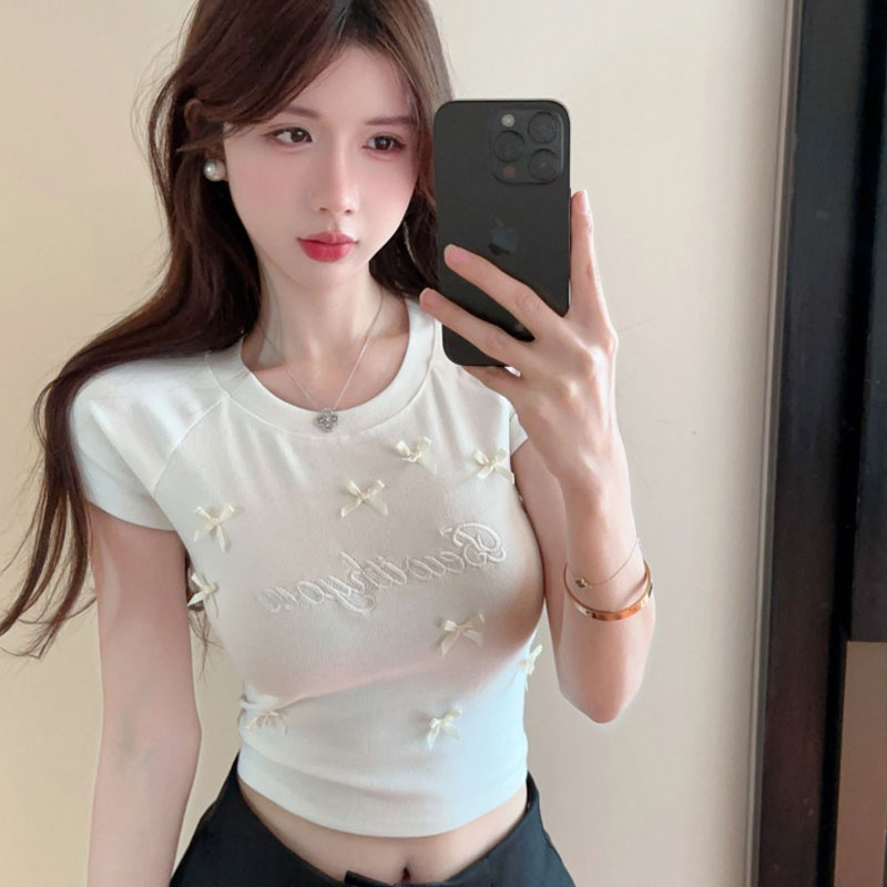 半袖Tシャツ リボン装飾 トップス — Reina Tokyo