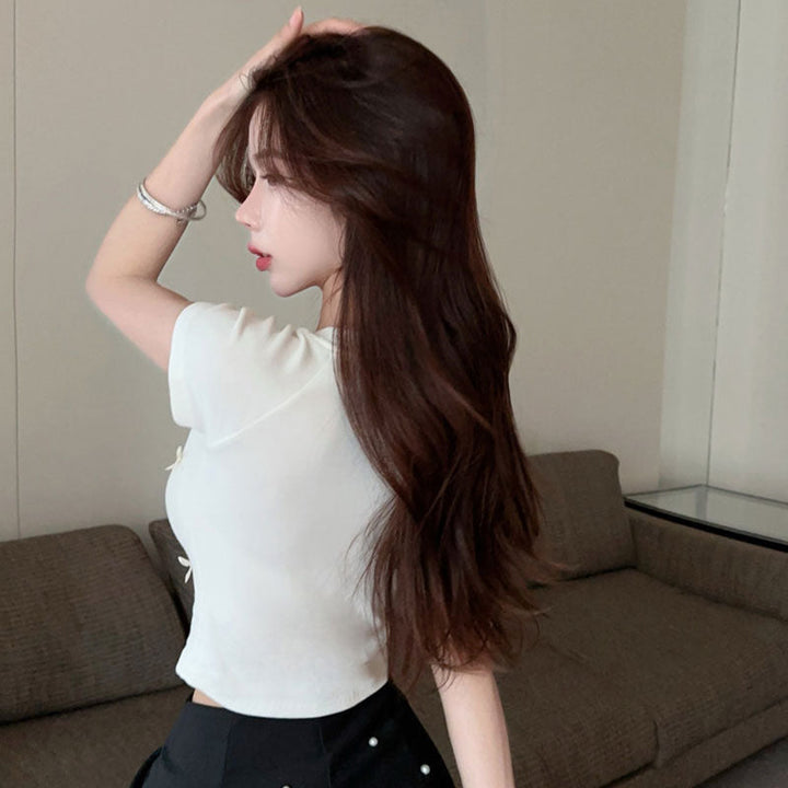 半袖Tシャツ リボン装飾 トップス — Reina Tokyo