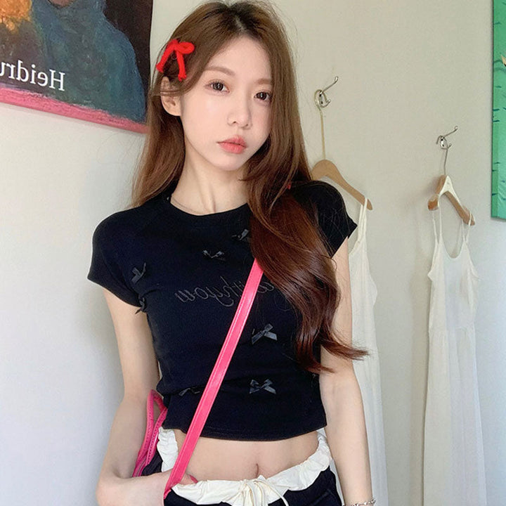 半袖Tシャツ リボン装飾 トップス — Reina Tokyo
