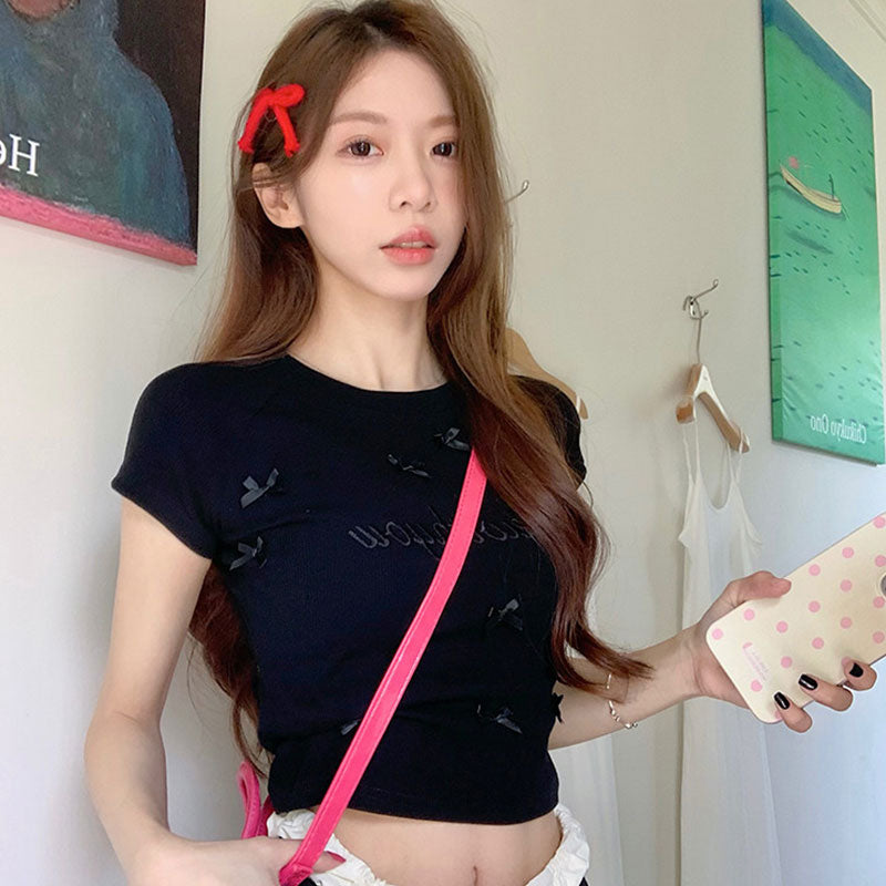 半袖Tシャツ リボン装飾 トップス — Reina Tokyo