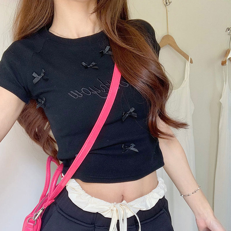半袖Tシャツ リボン装飾 トップス — Reina Tokyo