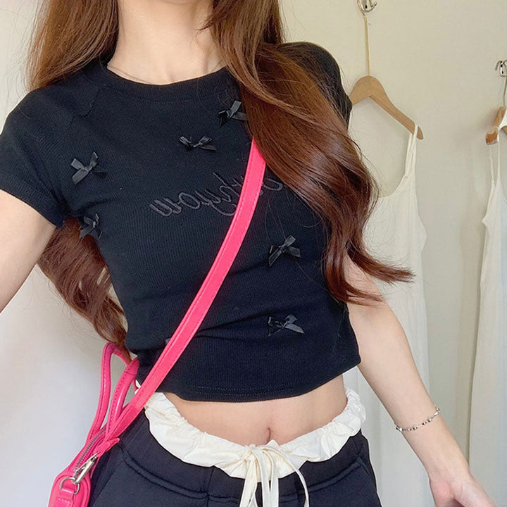 半袖Tシャツ リボン装飾 トップス — Reina Tokyo