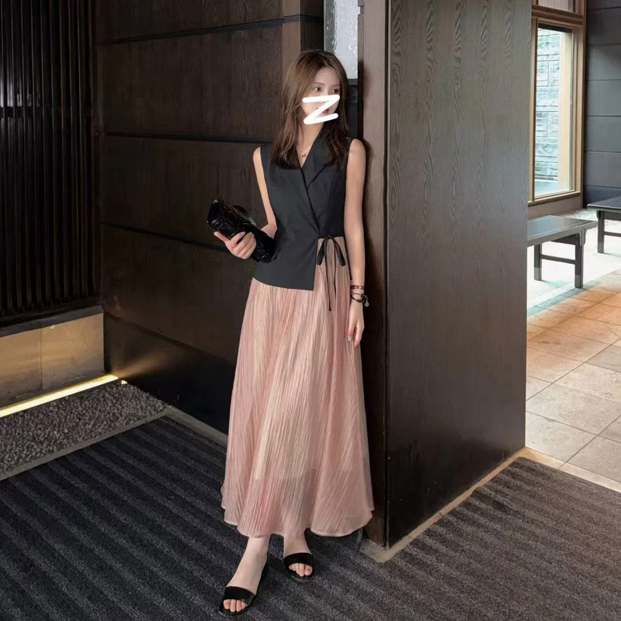ノースリーブトップス デートワンピース体型カバー ワンピース — Reina Tokyo