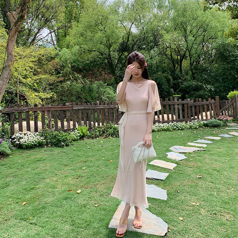 フレアスリーブ ロング丈 ワンピース — Reina Tokyo