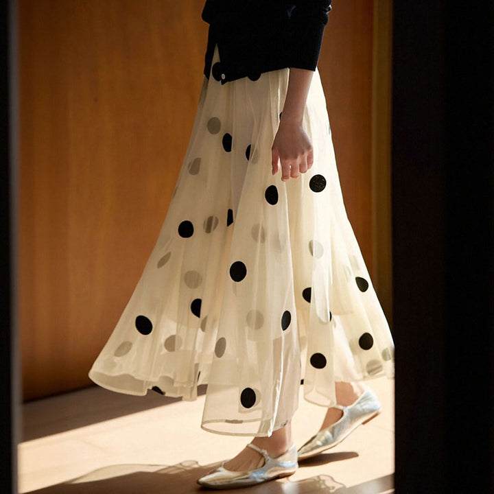水玉柄 ロングスカート ボトムス — Reina Tokyo