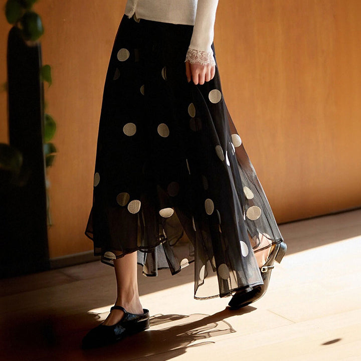 水玉柄 ロングスカート ボトムス — Reina Tokyo