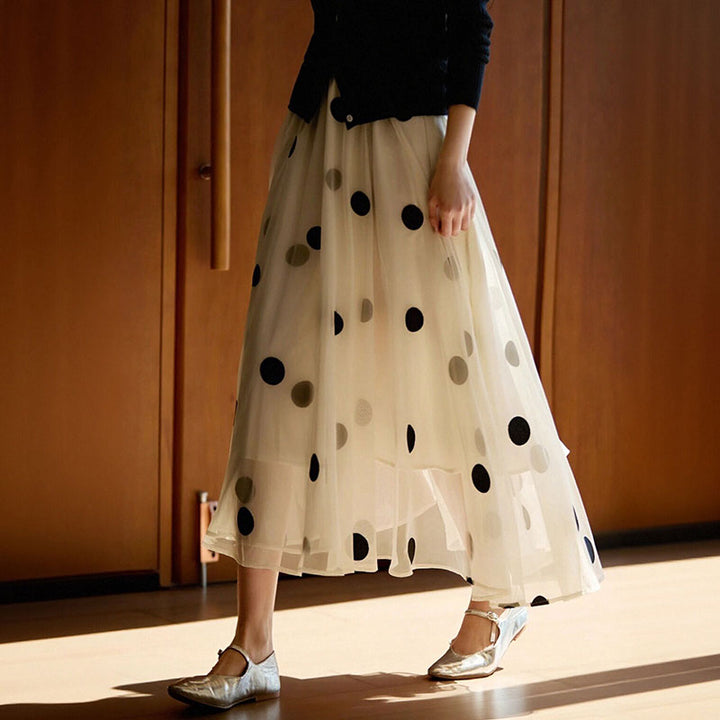 水玉柄 ロングスカート ボトムス — Reina Tokyo