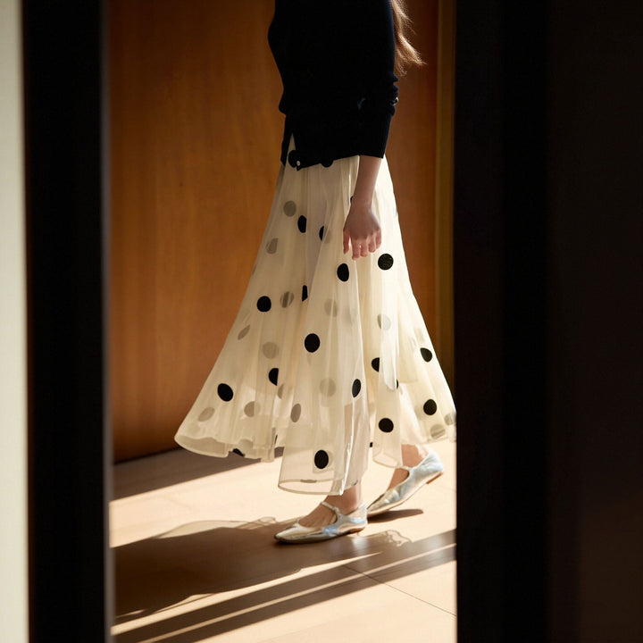 水玉柄 ロングスカート ボトムス — Reina Tokyo