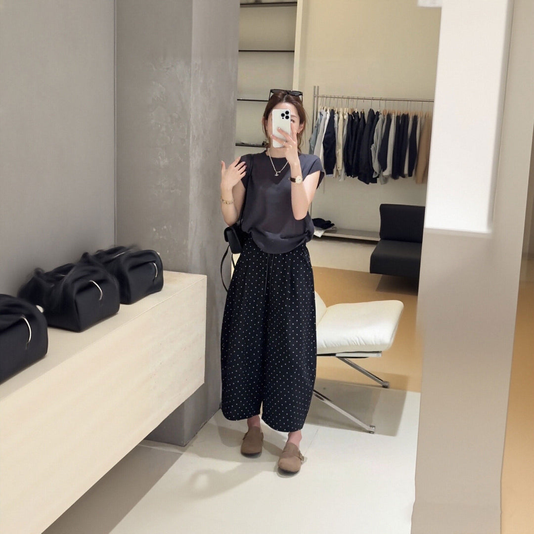 水玉柄バルーンパンツ セットアップ体型カバー セットアップ — Reina Tokyo