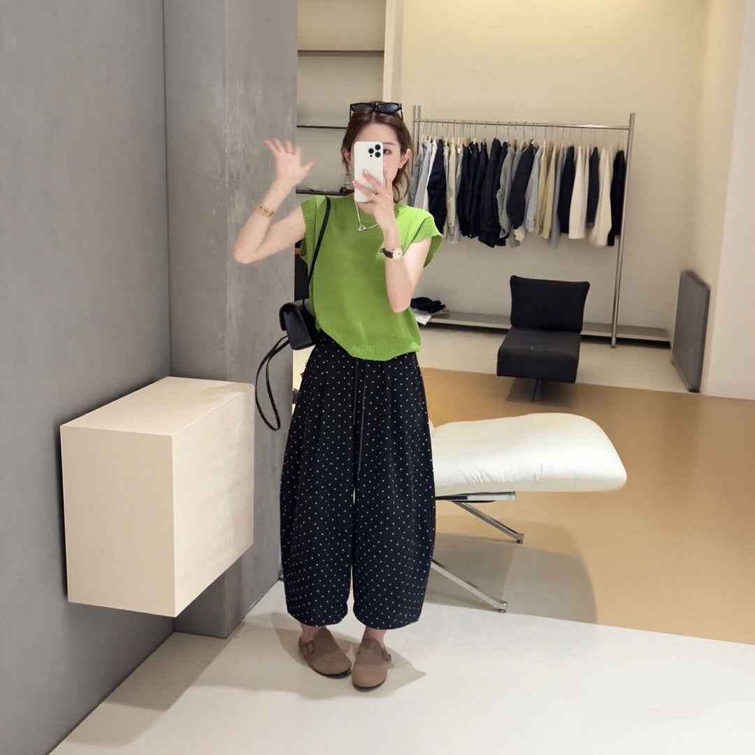 水玉柄バルーンパンツ セットアップ体型カバー セットアップ — Reina Tokyo