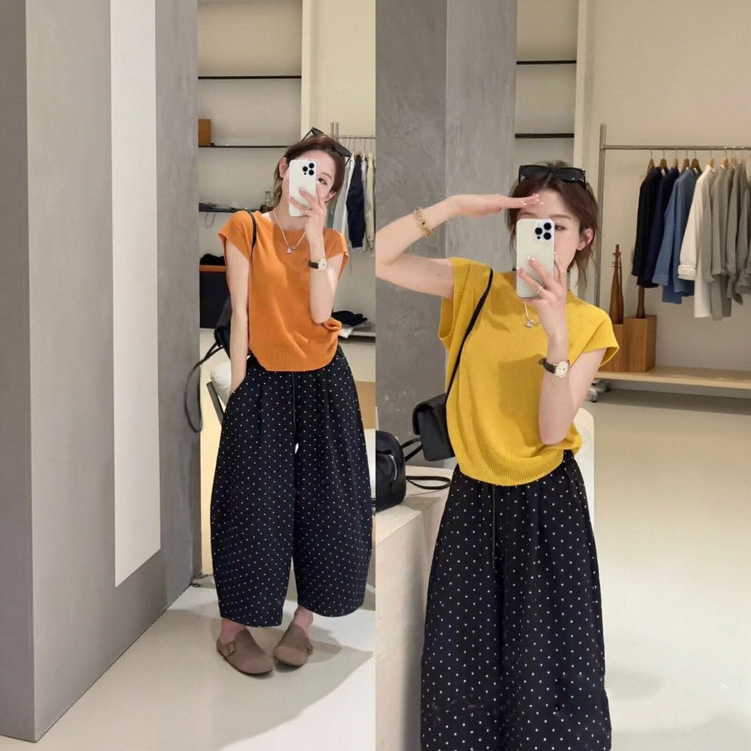 水玉柄バルーンパンツ セットアップ体型カバー セットアップ — Reina Tokyo