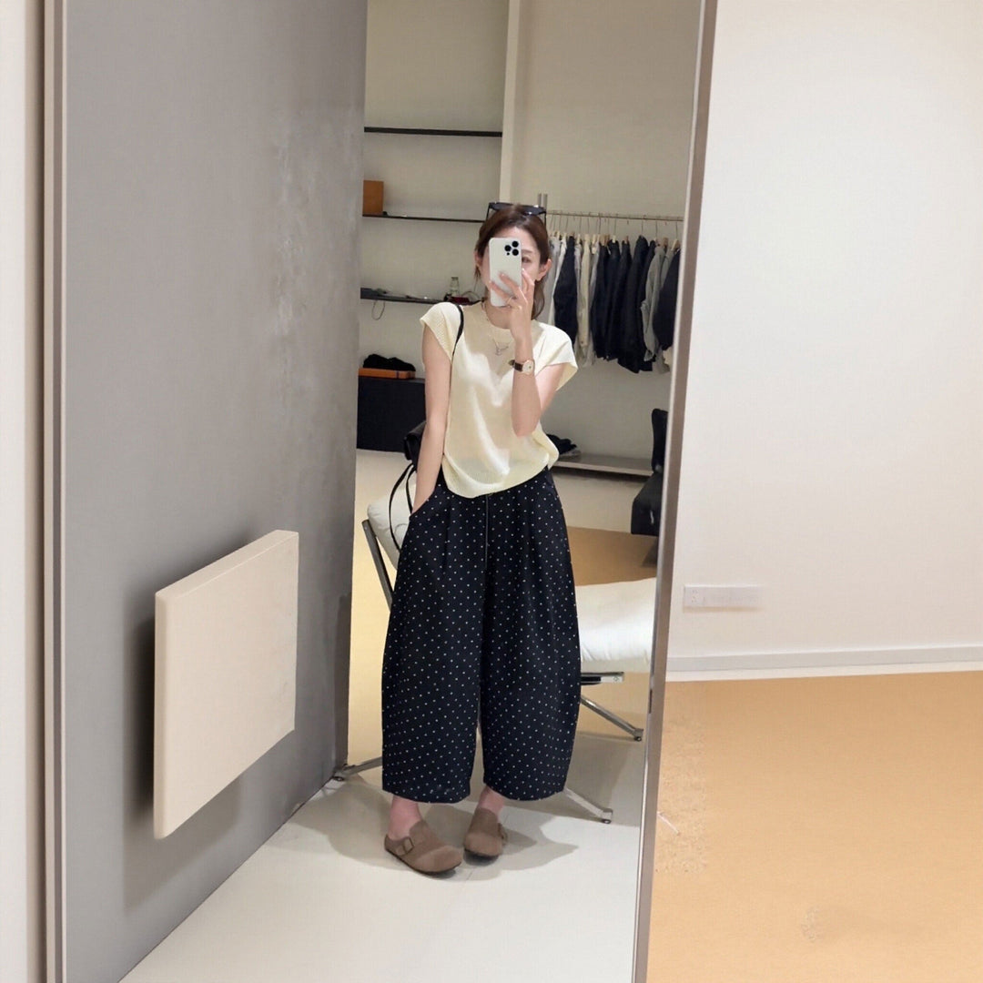 水玉柄バルーンパンツ セットアップ体型カバー セットアップ — Reina Tokyo
