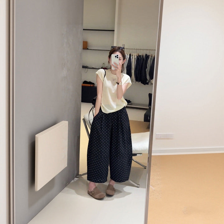 水玉柄バルーンパンツ セットアップ体型カバー セットアップ — Reina Tokyo