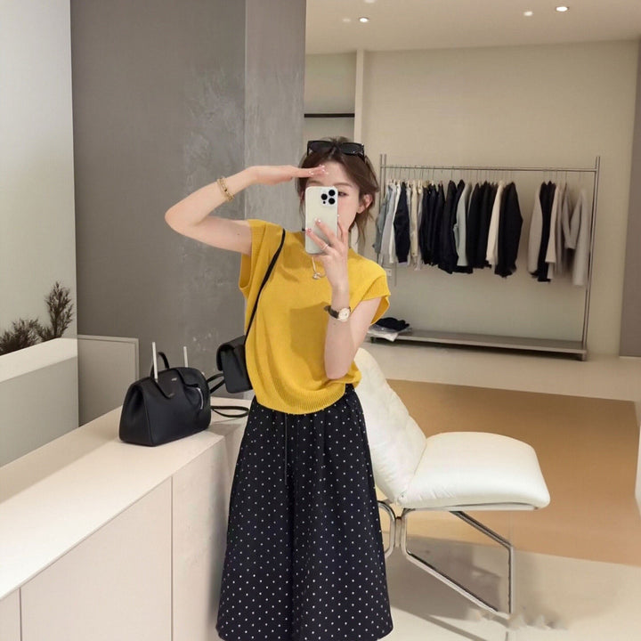 水玉柄バルーンパンツ セットアップ体型カバー セットアップ — Reina Tokyo
