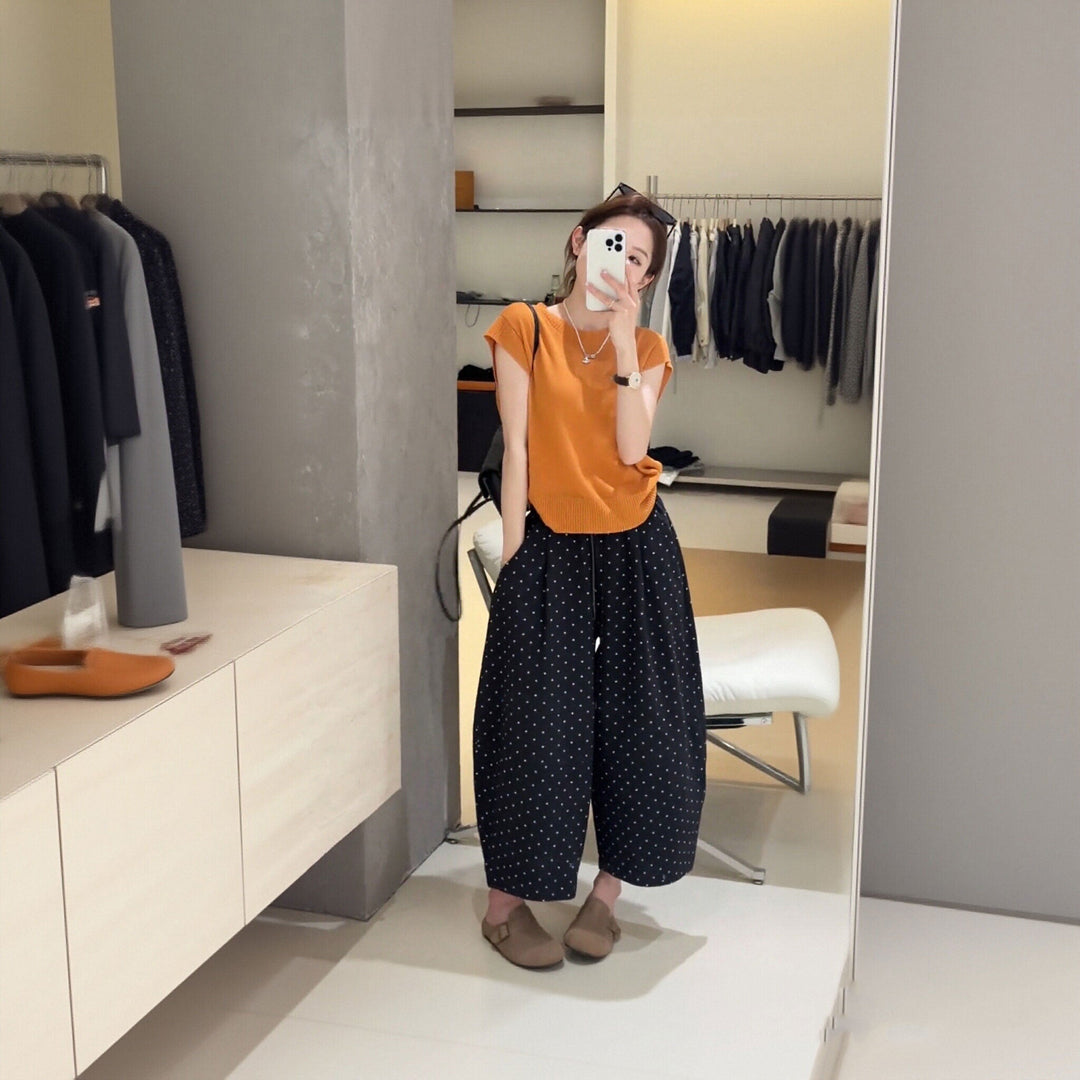 水玉柄バルーンパンツ セットアップ体型カバー セットアップ — Reina Tokyo