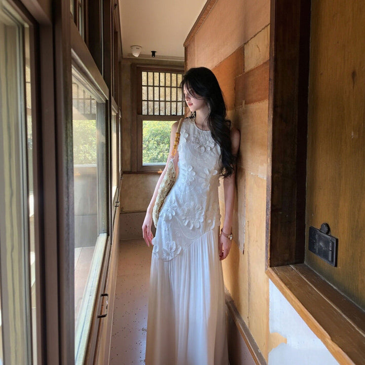 立体フラワー ノースリーブ ワンピース — Reina Tokyo