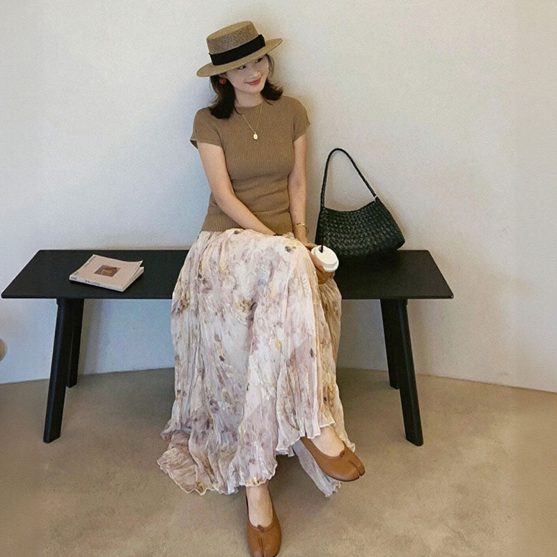 + 花柄プリーツロングスカート セットアップ — Reina Tokyo