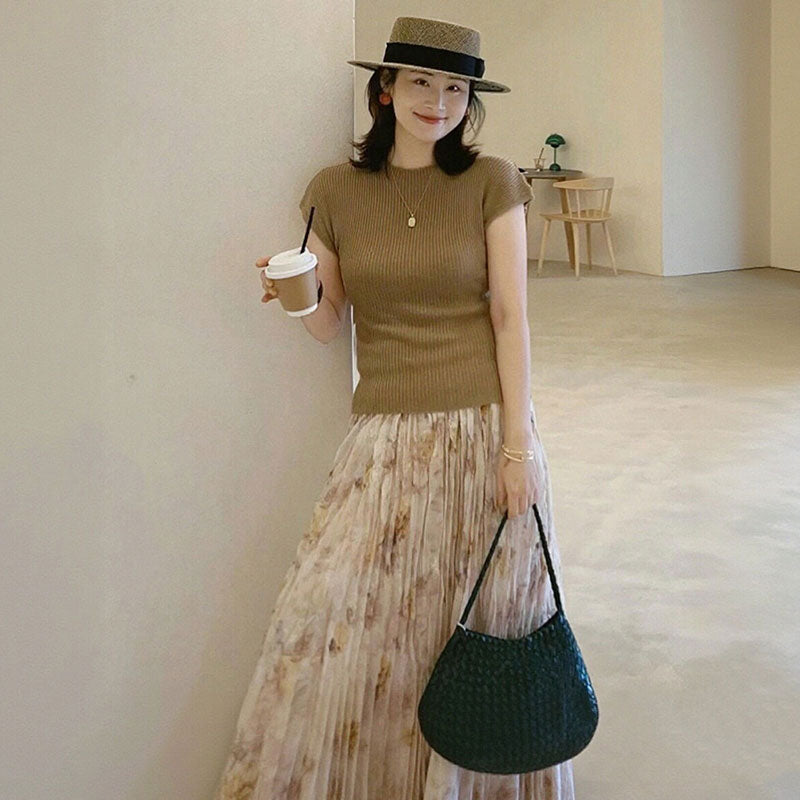 + 花柄プリーツロングスカート セットアップ — Reina Tokyo