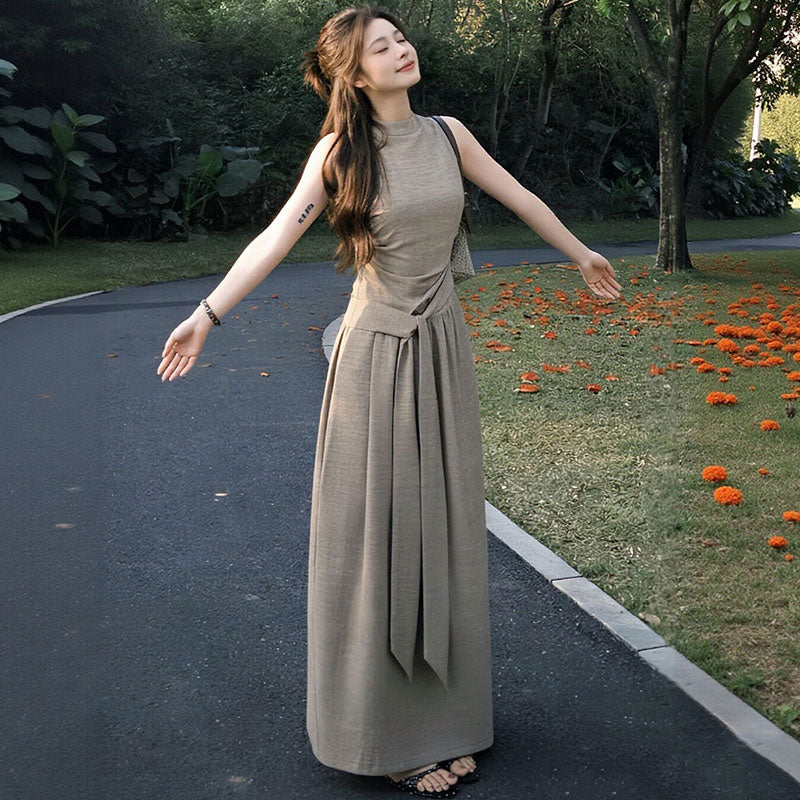ノースリーブ リボンウエスト ワンピース — Reina Tokyo