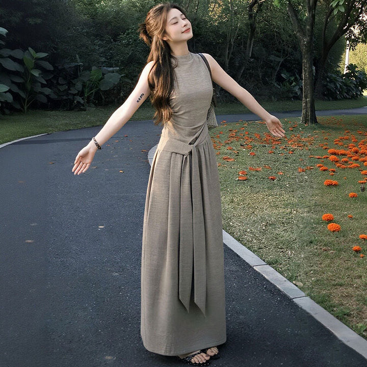 ノースリーブ リボンウエスト ワンピース — Reina Tokyo