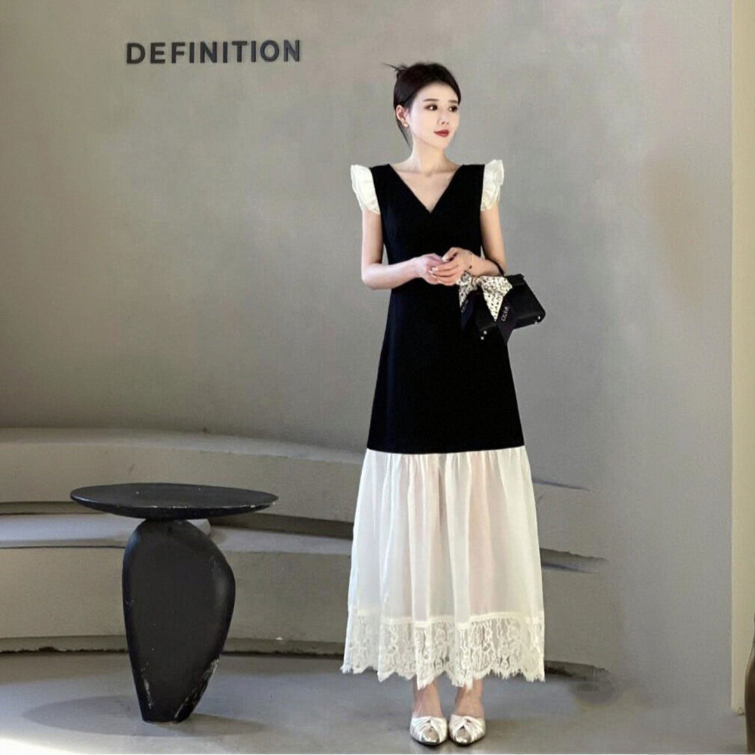 ロングデートワンピース V ワンピース — Reina Tokyo