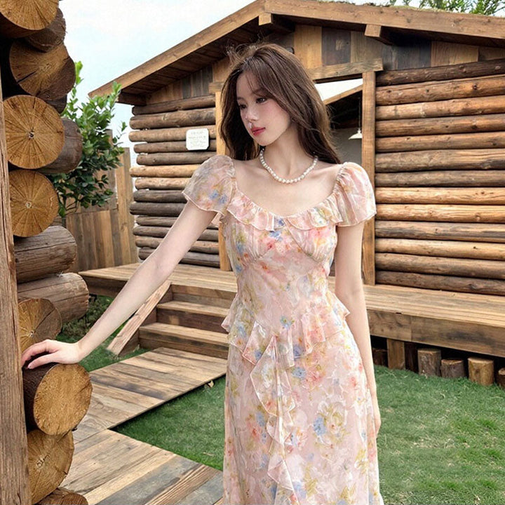 花柄 フリル ワンピース — Reina Tokyo