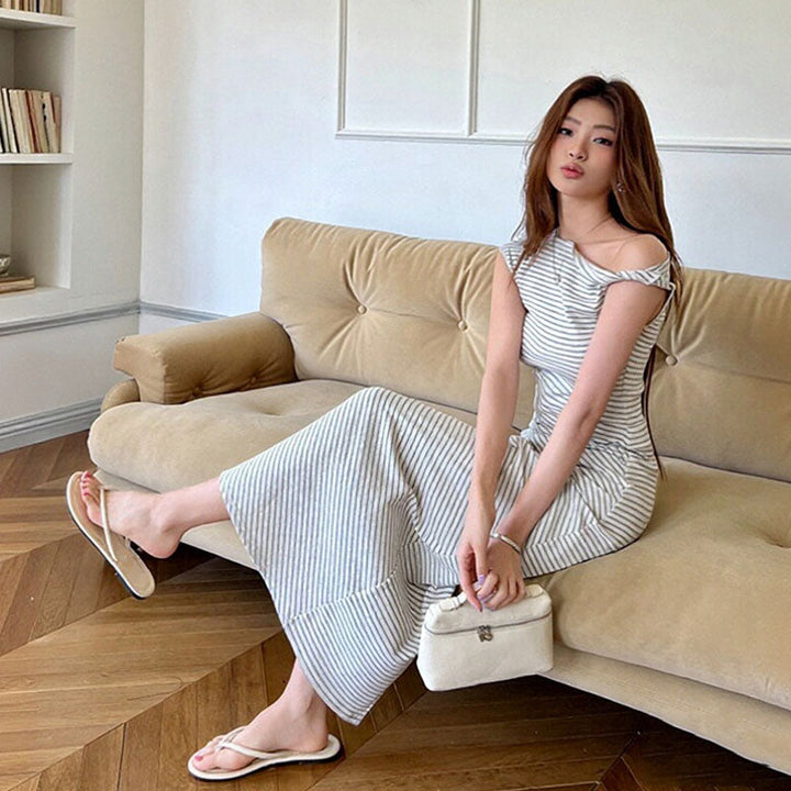 ボーダー柄 オフショルダー ワンピース — Reina Tokyo