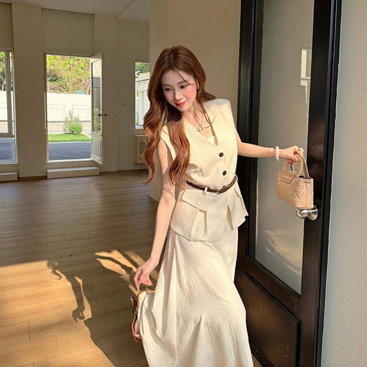 ノースリーブベスト ロングスカート セットアップ — Reina Tokyo