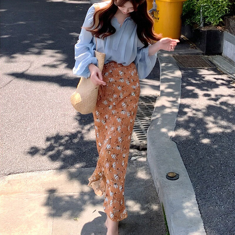 × 花柄ロングスカート セットアップ — Reina Tokyo
