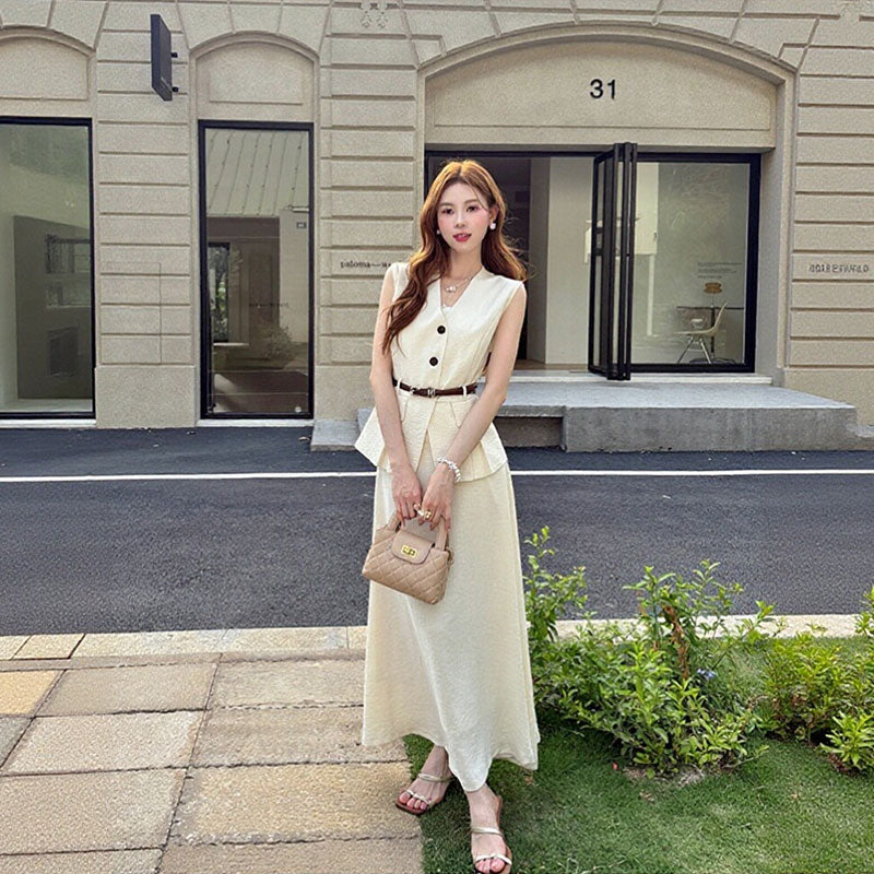 ノースリーブベスト ロングスカート セットアップ — Reina Tokyo
